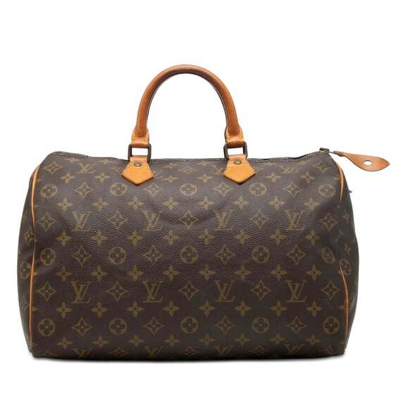 Louis Vuitton Handbags - LOUIS VUITTON Authentic Brown Monogram Leather Speedy 35 Boston Bag